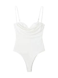 Women Fashion With Sweetheart Neck Draped Bodysuits Vintage Backless Zipper Thin Straps Female Playsuits Mujer-Outfit