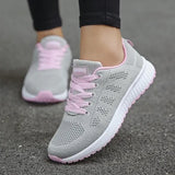Casual Shoes Fashion Breathable Mesh Sneakers White Sports Shoes 2021 Female Flat Walking Vulcanized Shoes For Gym