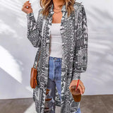 Beach Coat Bohemian Shirt Clips Loose Casual Printed Long Cardigan Women's