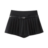 Shorts Skirts for Women, Side Zipper, Mid Waist, Female Skort, Fashion-Outfit