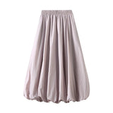 2025 New High-Rise Thin Flower Thigh Lantern Skirt Mid-Length Skirt Women