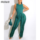 Sleeveless Tops Tassel Pants Set Two Piece Suit Fringe Wide Leg Trousers Summer Spring Matching 2pcs Outfits Women-Outfit