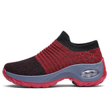 Women Tennis Shoes Breathable Mesh Height-increasing Slip-on Female Sock Footwear Outdoor Women Sneakers Thick Bottom