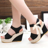 hot lace Leisure Women Wedges heeled women Shoes 2022 Summer Sandals Party Platform High Heels Shoes