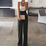 New Fashion Long Legs Wide-Leg Pants Jumpsuit Women Sexy Off Shoulder Solid Color Playsuits Elegant Office Lady