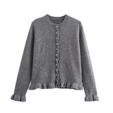 Autumn New Temperament Round Neck Simple Stacked Knitted Coat