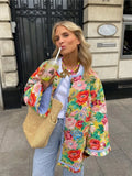 Women Vintage Floral Printed Thick Warm Cotton Coat Fashion Spliced Long Sleeve Jacket 2023 Autumn Winter Lady Casual Streetwear-Outfit