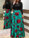 Summer New Summer Bohemia Flower Print O Neck Short Sleeve Women's Maxi Dress Fashion Patchwork Ladies Long Dress