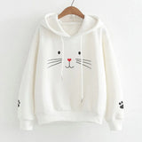 Hoodies Autumn Winter Top Cat Printing Shirt Long Sleeve Hooded Pullover Hoodies Sweatshirt Casual Loose Women Hoodie
