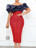 Flower Lace Off Shoulder Midi Party