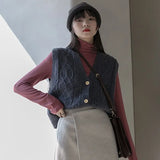 Sweater Vest Fresh Lovely Students Hong Kong Style Retro Outwear Gentle Ulzzang V-neck Single Breasted Leisure Fashion
