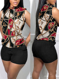Outifits 2023 NEW Chain Print Casual Tank Top & Shorts Set of Two Fashion Casual Pieces for Women Tracksuits Elegant-Outfit