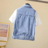 Woherb Vest Female Summer Western Style Show Thin New Korean Version Of Short Jacket Student Horse Clip Jacket Vest Female-Outfit