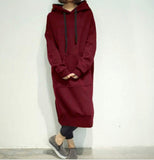 Long Hoodies Autumn Winter Loose Hooded Sweatshirts Casual Oversized Sweatshirt Baggy Pullovers Dress 7 Colors Plus
