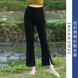 Woherb Suit Bell Bottom Pants Children 2024 Autumn New High Waist Show Thin Feeling Pants Slit Casual Micro Pants-Outfit
