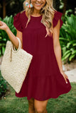Wishebay Summer New Hot Selling Lotus Leaf Sleeves Folded Dress Women's