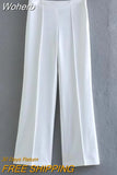 Women Fashion Solid Lace Up Blazer Set Chic Lapel Long Sleeved High Waist Pants Suit 2023 Spring Office Ladies Elegant Outfits-Outfit