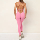 Woherb One-Piece Quick-Dry Tight Yoga Pants Breathable Women's Wrinkled Peach And Butt Gym Pants-Outfit