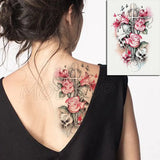 Temporary Tattoo Stickers Sexy Rose Heart-shaped Wreath Fake Tatto Waterproof Tatoo Back Leg Arm Belly Big Size for Women