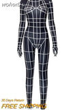 White Striped Print Black Jumpsuit Women 2023 Fashion Turtleneck Pants Skinny Club Outfits One-pieces Overalls with Glovers-Outfit