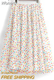 Polka Dot Printed High Waist A-Line Mesh Skirts Women Elegant Y2K Mid Length Tulle Skirt QT1757-Outfit