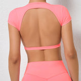 Woherb Chest Mat Nude Yoga Clothes Tight Fast-Dry Sports Yoga Top Outdoor Running Beautiful Back Health-Outfit