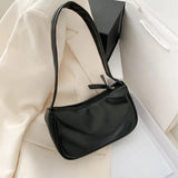Simple Underarm Bags Fashion Purse PU Leather Women Handbags Totes Solid Elegant Female Retro Shoulder Bags For Women