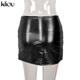 Kliou Shiny Quilted Women Skirt Autumn Fashion Warming Y2K Concise Street Style Clothing High Waist Elastic Female