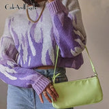 Fire Print Cute Sweaters Streetwear Casual Aesthetic Knitwear Crewneck Fashion Korean Kawaii Chic Pullovers