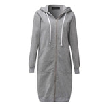 Women's Long Hoodies Casual Pockets Zipper Sweatshirt Plus Size Long Sleeve Female Hooded Jacket Outerwear Sudadera