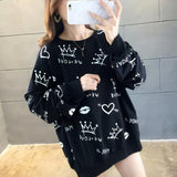 Women Leisure Rainbow Trendy All-match Hooded Korean Style Long Sleeve Striped Harajuku Young Ladies Fashion Soft