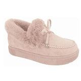 Ankle Boots Winter Warm Plush Suede Leather Snow Boots Casual Fashion Round Toe Bowknot Fluffy Fur Flat Platform Boots