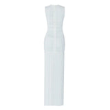 Quality White Sleeveless Tassel Hollow Out Bodycon Rayon Bandage Dress Evening Party Sexy