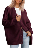 Joker Knit 2023 Women's Button V-Neck Pure Color Sweater Women-Outfit