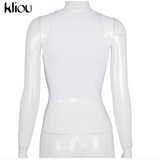 Kliou Ribbons Solid Street Style Tank Tops Women 2021 Summer Casual Sleeveless Sexy Skinny Slim Active Female Simple Hot