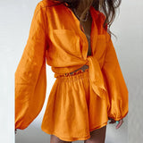 Women's Casual Fashion Sleek Sleeker Shorts Shirt Set In Summer