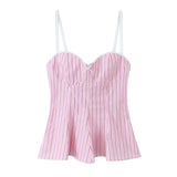 Women's Dress 2025 Summer Skirt Striped Bow Trim Sling Vest Coat Women