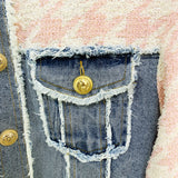 New Thousand Bird Cowboy Splicing Loose Side Baseball Uniform Jacket