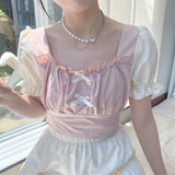 Blouses Women Sweet Preppy Style Kawaii Girls Students Japanese Elegant Y2k Clothes Summer Fashion Casual Chic Crop Tops-Outfit