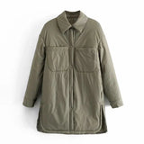 Shirt Jacket Coat Winter Casual Oversize Thick Warm Coats Za Fashion Loose Pocket Light Parkas Female Long Straight