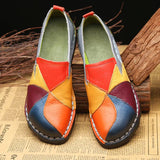 Designer Women Genuine Leather Loafers Mixed Colors Ladies Ballet Flats Shoes Female Spring Moccasins Casual Ballerina