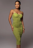 Sexy Pleated Strap Midi Party