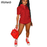 Active Women's Set Short Sleeve Turn-down Neck T-shirt and Shorts Sport Set 2023 Tracksuit Two 2Piece Set Fitness Outfit-Outfit