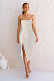 Sleeveless Spaghetti Strap Black Silk Long Dress Sexy Backless Elegant Green Satin Party Dress Woman Split Midi