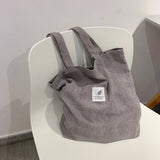 2022 Women's Shopper Shopping Bag Canvas Shoulder Bag Female Hand Bags Corduroy Environmental Storage Reusable Foldable Tote