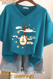 100% Cotton M-6XL T Shirt Chinese Lute Print Tshirt Short Sleeve Women's Top Summer Couple V Neck Oversized T Shirts-Outfit