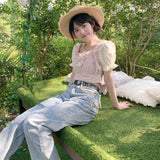 Blouses Women Sweet Preppy Style Kawaii Girls Students Japanese Elegant Y2k Clothes Summer Fashion Casual Chic Crop Tops-Outfit