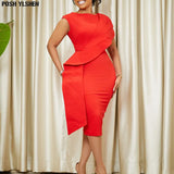 Bodycon Mini Dress African Dresses for Women 2023 Daily Elegant High Waist Bandage Irregular Robe Femme African Clothes-Outfit