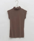 New Spring White Tank Top Women Corset Tops To Wear Out Sleeveless Turtleneck Solid Casual T Shirt fashion Korean