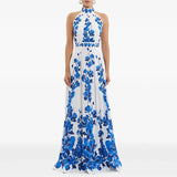 Spring And Summer New Star Fashion Printing Leisure Holiday Dress Hanging Neck Long